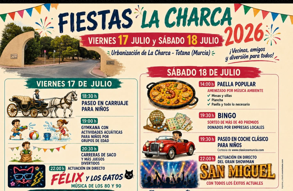 Vuelven las fiestas de La Charca con paella popular, coches cl�sicos y m�sica en directo